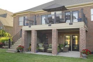 Patio Under Decks, Outside View, Patio Deck Designs, Porch Columns, Deck Designs Backyard, House Deck, Decks Backyard, Brick Patios, Diy Deck