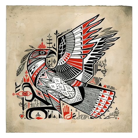 David Hale Tattoo, Arte Haida, David Hale, Hawk Tattoo, Haida Art, 4 Tattoo, American Indian Art, Birds Tattoo, Indigenous Art