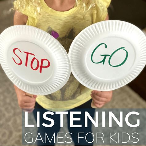 Listening Games: Kindergarten Readiness Activity - Toddler Approved Listening Games For Kids, Listening Skills Activities, Listening Activities For Kids, Kindergarten Readiness Activities, Preschool Bulletin Board, Games Kindergarten, Listening Games, Language Development Activities, Games For Kids Classroom