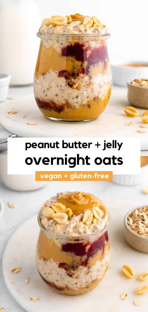 Pbj Overnight Oats Healthy Recipes, Pb&j Overnight Oats Healthy, Peanut Butter And Jam Overnight Oats, Pb&j Oatmeal, Overnight Oats With Pbfit, Overnight Oats Pb And J, Overnight Oats Peanut Butter And Jelly, Peanut Butter Oats Overnight, Vegan Overnight Oats In A Jar