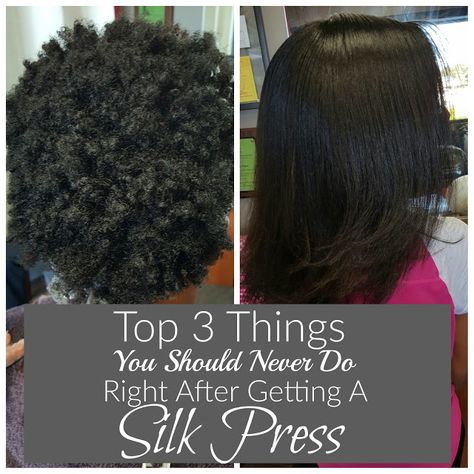 Top 3 things you should never do right after getting a silk press! (www.latoyajonesblog.com) Silk Press Hairstyle, Silk Press Hair, Relaxed Hair Care, Pressed Natural Hair, Straightening Natural Hair, Silk Press Natural Hair, Natural Hair Diy, Natural Hair Beauty, Professional Hairstylist