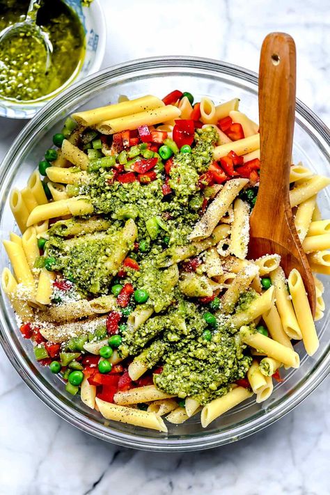 Pesto Pasta Salad | foodiecrush.com Cold Pesto Pasta, Best Pesto Pasta, Pasta With Bell Peppers, Cold Pesto Pasta Salad, Foodiecrush Recipes, Lemon Pesto Pasta, Best Pesto, Apartment Meals, Suddenly Salad