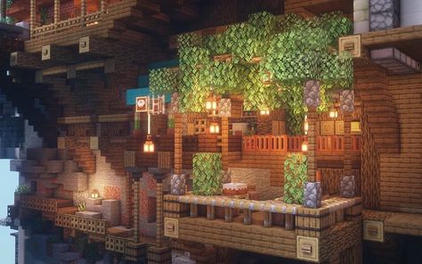 CraftingBench ⛏ Minecraft on Instagram: “Lovely Cliffside Café by @chikuwalecker 🍂 - Follow @crafting.bench for more!! ☺️ Follow @crafting.bench for more!! ☺️ - #minecraft…” Bench Minecraft, Minecraft Redstone Creations, Cliffside House, Mega Base, Minecraft Creative, Houses Blueprints, Houses Minecraft, Minecraft Idea, Minecraft Decoration