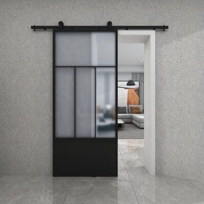 Modern Sliding Doors Interior, Glass Barn Doors Interior, Basement Doors, India House, Interior Sliding Barn Doors, Barn Door Kit, Stair Remodel, Glass Barn Doors, Metal Barn