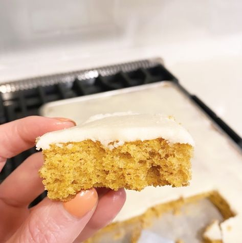 Pumpkin Bars with Browned Butter Frosting Recipe - Tried and True Moms Browned Butter Frosting Recipe, Brown Butter Frosting Recipe, Butter Frosting Recipe, Sour Cream Desserts, Brown Butter Frosting, Pumpkin Bars, Browned Butter, Butter Frosting, Frosting Recipe