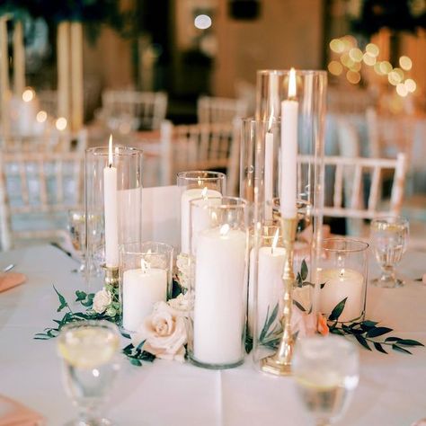 Candle Votive Centerpiece, Taper Candle Centerpiece, Villa Woodbine Wedding, Romantic Vineyard Wedding, Pillar Candle Centerpieces, Bud Vases Wedding, Taper Candles Wedding, Wedding Train, Bud Vase Centerpiece