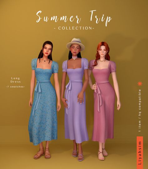 [Summer Trip Collection]  | LiyahSim Madlen Sims 4 Cc Clothes, Sims 4 Long Dress Maxis Match, Sims 4 Cc Dress, Ts4 Patreon, Cc Dress, Ts4 Clothes, Eaten Alive, Ts4 Mods, Sims 4 Cheats