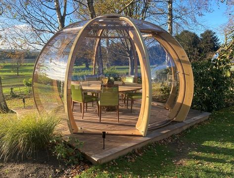 Allpod | Pods and Domes for Outdoor Dining and Hospitality Glass Pods Architecture, Greenhouse Dome, Garden Dome, Outdoor Dome, Center Parc, Lodge Ideas, Dome Greenhouse, Retractable Door, Dome Structure