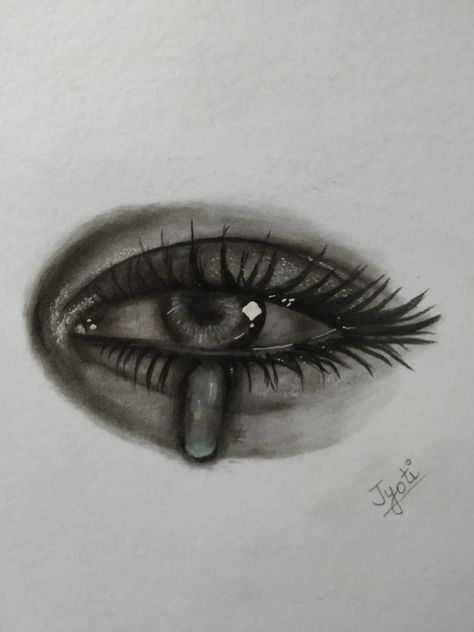 Black and white colour Crying Eye Sketch, Crying Eyes, Eye Sketch, Charcoal Pencil, Sketch Art, Eye Drawing, Art Ideas, Tattoo Ideas, Arts And Crafts