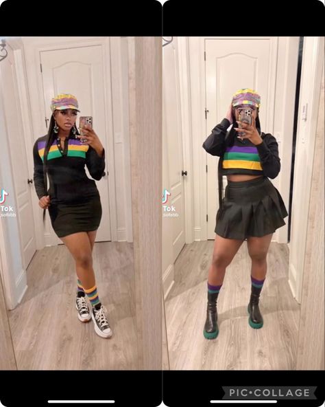 Mardi Grad Outfit Ideas, Plus Size Mardi Gras Outfits, Baddie Mardi Gras Outfits, Mardi Gras Outfits Black Women, Cute Mardi Gras Outfit, Mardi Gras Outfits For Women, Mardi Gras Parade Outfit, Club Outfits Clubwear, Mardi Gras Attire