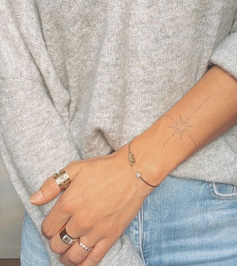 Bohemian Tattoos For Women, Minimalist Wrist Tattoo, Small Fine Line Tattoo Women, Fine Line Wrist Tattoo, Bohemian Tattoo, Basic Tattoos, Horoscope Tattoos, Rainbow Tattoos, Hand And Finger Tattoos