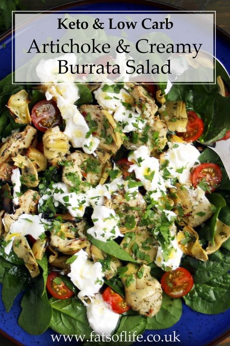 Grilled Artichoke Salad, Salads Keto, Salad Keto, Artichoke Salad, Grilled Artichoke, Banting Recipes, Holiday Salads, Burrata Salad, Low Carb Salad