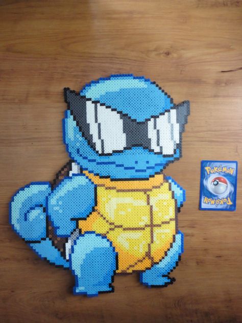 Squirtle Sunglasses, Perler Beads Big, Perler Beads Pokemon, Big Pokemon, Flareon Pokemon, Hama Beads Pokemon, Pokémon Perler, Perler Bead Designs, Hama Art