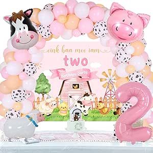 Oink Baa Moo Im Two, Farm 2nd Birthday, 2nd Birthday Decorations, Pig Balloon, Farm Themed Birthday Party, 1 Balloon, Second Birthday Ideas, Farm Animal Birthday, 2nd Birthday Party Themes