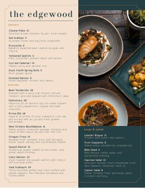 Hotel Bistro Menu Design Template by MustHaveMenus Fine Dining Restaurant Menu Design, Menu Design Inspiration Creative, Creative Restaurant Menu Design Ideas, Dining Menu Design, Bistro Menu Design, Fine Dining Menu Design, Luxury Menu Design, Catering Menu Design, Menus Design