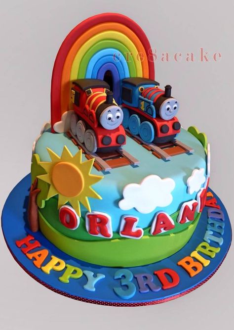 Thomas the Tank Engine & James Birthday Cake Fondant Sun, Birthday Cake Friends, Thomas And Friends Birthday, Thomas And Friends Cake, Thomas Birthday Cakes, Thomas Cake, Birthday Cake Pinterest, Thomas Train Cake, Birthday Cake Tutorial