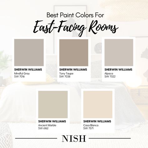 East Facing Room Paint Colors, Sw Tony Taupe, Sw Moody Blue, Sw Crushed Ice, Sw Alpaca, Sw Rainwashed, Tony Taupe, Best Sherwin Williams Paint, Neutral Kitchen Colors