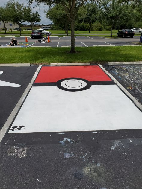 When you are a senior in high school still play pokemon and are forced to choose a parking spot design. Senior Parking Spots, Senior In High School, Parking Spot Painting, Spot Painting, Spot Design, Play Pokemon, Parking Spot, Parking Space, In High School