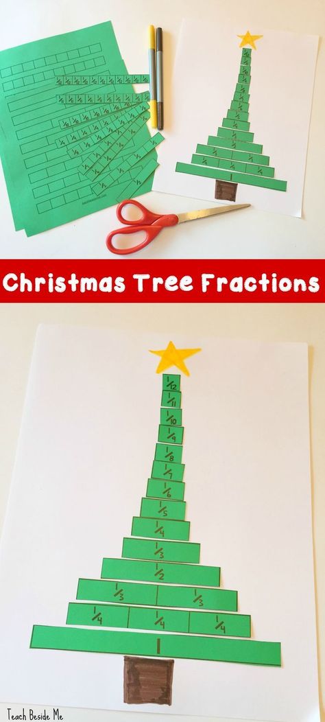 Fun and easy holiday math activity: Christmas Tree Fractions (with free printable) via @karyntripp Christmas Fractions, Holiday Math Activities, Christmas Math Activities, Holiday Math, Fraction Activities, Math Crafts, Christmas Math, Activities Preschool, Unit Studies