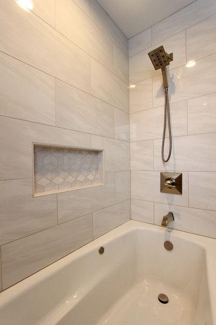 Bathroom Tub Shower Combo, Tiled Bathroom, Bathroom Tub Shower, Full Bathroom Remodel, Bathtub Remodel, Bathroom Redesign, Small Bathroom Makeover, Bathroom Shower Tile, Bathroom Remodel Designs