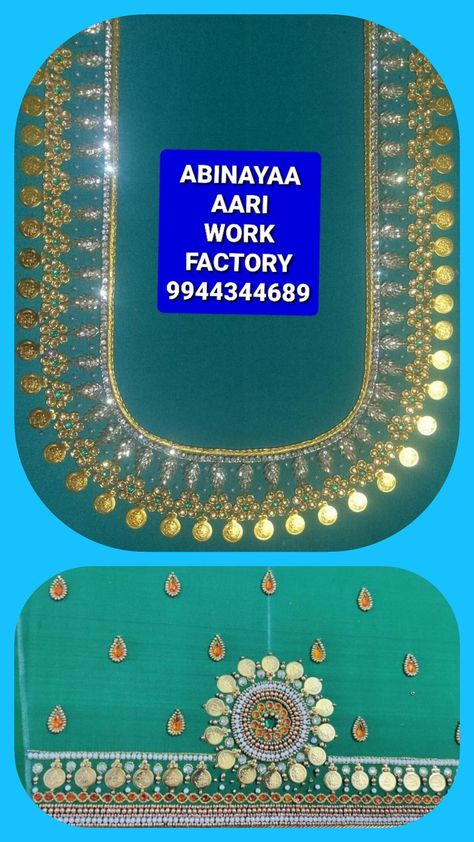 Coin Aari Work Blouse, Lakshmi Coin Aari Work Blouse, Aari Work Blouse Simple, Blouse Simple, Aari Design, Gold Work Embroidery, Simple Mehndi Designs Fingers, Maggam Works, Aari Work Blouse