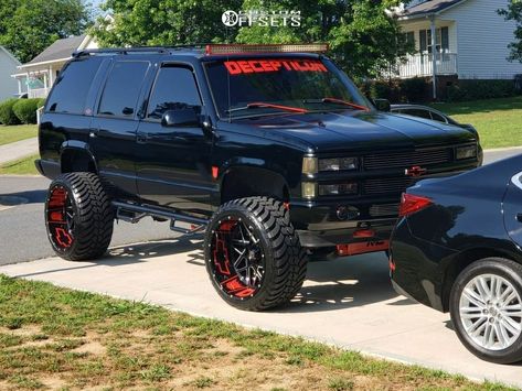 Custom Tahoe, Lifted Suburban, Lifted Chevy Tahoe, Best Suv Cars, Chevy Vehicles, Chevy Bowtie, Rough Country Suspension, Donk Cars, Silverado Truck