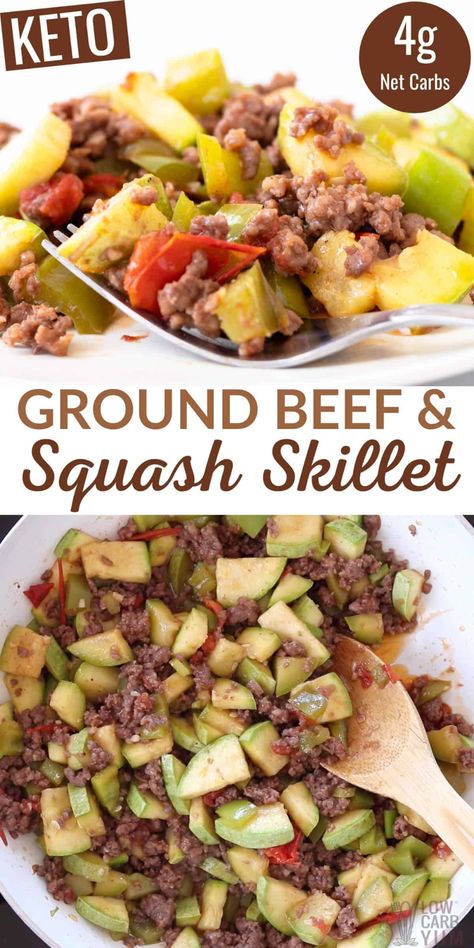 A quick and easy ground beef and squash skillet recipe that cooks up in no time. It's a great alternative to fast food takeout on busy nights. Beef And Squash Recipes, Ground Beef Squash Recipes, Squash And Hamburger Recipes, Ground Sirloin Recipes Dinners, Ground Beef And Squash, Squash Meals, Keto Squash, Hungry Root, Winter Squash Recipes