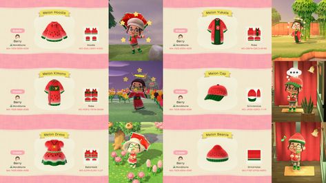 Acnh Watermelon, Fruit Clothing, Watermelon Outfit, Spring Evening, Animal Crossing Qr Codes Clothes, Qr Codes Animal Crossing, Animal Crossing Qr, Clothing Design, Twitter Search