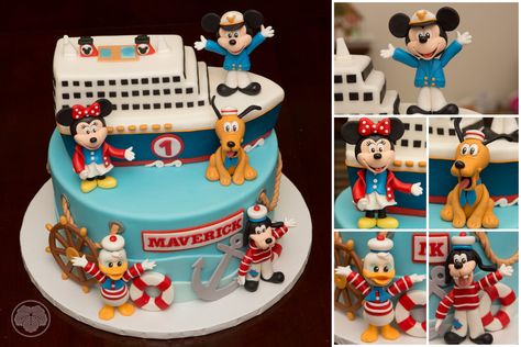 Disney cruise ship cake. Disney Cruise Cake, Disney Cruise Themed Birthday Party, Cruise Ship Cake, Disney Cruise Ship, Seventh Birthday, Ship Cake, Mickey Mouse Birthday Decorations, Cake Alternatives, Disney Dream Cruise