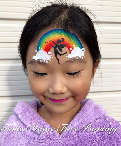 Rainbow fairy Quick Face Painting Ideas For Kids, Face Paint Fairy, Face Paint Step By Step, Face Painting Fairy, Fairy Face Painting, Easter Face Paint, Face Painting Images, Rainbow Face Paint, Paint Step By Step