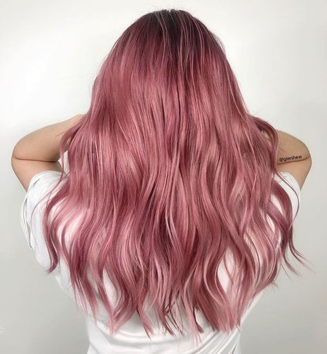 Dusty Rose Hair Color, Dusty Rose Hair, Dusty Pink Hair, Rose Hair Color, Rose Pink Hair, Light Pink Hair, Color Balayage, Pastel Pink Hair, Hair Artist