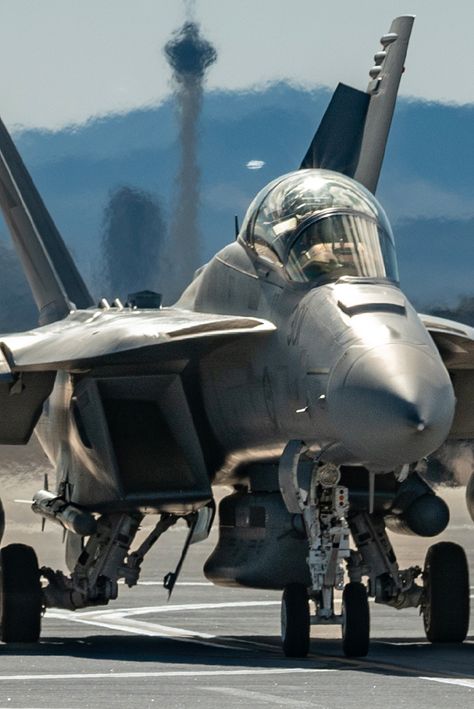 A Royal Australian Air Force (RAAF) EA-18G Growler assigned to 82 Wing, RAAF Base Amberley, Queensland Australia taxis out for a mission during Red Flag 23-1 at Nellis Air Force Base, Nevada, Feb. 6, 2023. Photo by William Lewis, Nellis AFB Public Affairs Air Force Australia, Plane Pics, Plane Pictures, William Lewis, Nellis Air Force Base, Egyptian Army, Australian Air Force, Air Tattoo, Jet Fighter Pilot