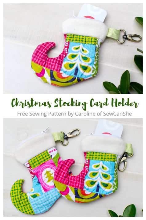 DIY Fabric Christmas Stocking Gift Card Holder Free Sewing Patterns | Fabric Art DIY Fabric Christmas Stocking, Christmas Stockings Sewing, Fancy Christmas Ornaments, Christmas Stocking Gifts, Mini Stockings, Gift Bags Diy, Small Christmas Stockings, Crochet Xmas, Diy Gift Card