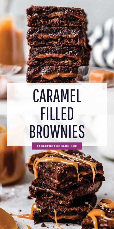 Caramel Filled Brownies, Filled Brownies, Hot Fudge Cake, Easy Party Desserts, Hot Chocolate Fudge, Party Food Dessert, Single Serve Desserts, Slow Cooker Desserts, Brownie Desserts