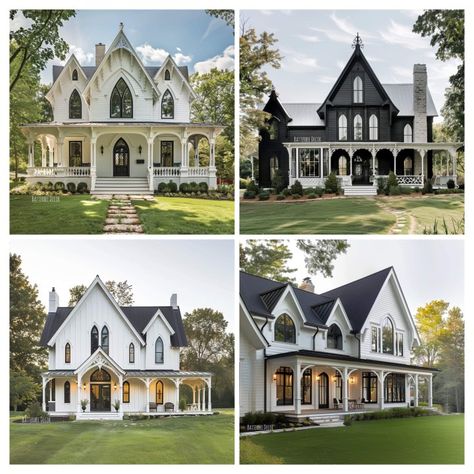 Gothic Farmhouse Exterior, Houses Victorian, Gothic Rainbow, Gothic Farmhouse, Victorian Homes Exterior, Gothic Mansion, House Exteriors, Victorian House, Farmhouse Exterior