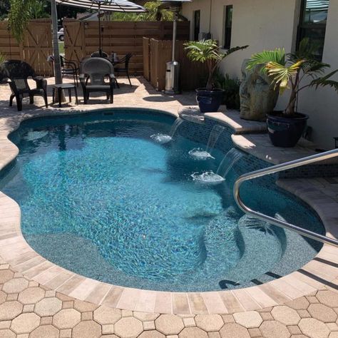 Latham Pools, Fiberglass Pool Shapes, Small Fiberglass Pools, Latham Pool, Pool Design Ideas, Freeform Pools, Patio Layout, Fiberglass Pool, Pools Backyard Inground