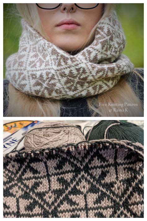 KalaPeaLuu Mosaic Cowl Free Knitting Pattern - Knitting Pattern Fair Isle Scarf Knitting Patterns, Fair Isle Cowl Knitting Patterns Free, Colorwork Cowl Knitting Patterns, Cowls To Knit Free Patterns, Double Knitting Patterns Free, Mosaic Knitting Patterns Free, Mosaic Knitting Charts, Crochet Cowl Pattern Free, Mosaic Knitting Patterns