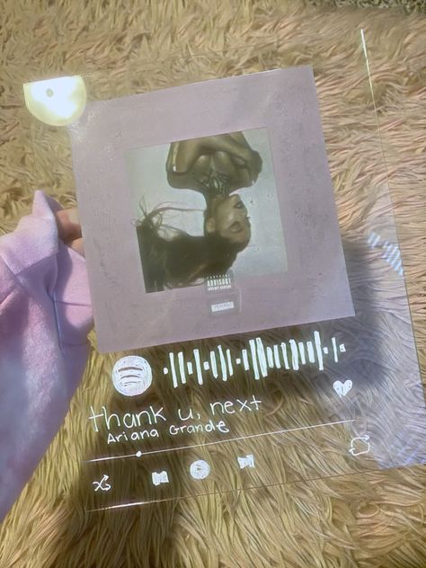 Ariana Grande Gift Ideas, Ariana Grande Gifts, Ariana Grande Room Decor, Acrylic Spotify Plaque, Spotify Acrylic, Ariana Grande Thank U Next, Ariana Merch, Ariana Grande Anime, Thank U Next