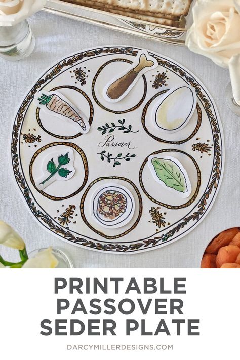 The Passover Seder is a sacred and important tradition for Jews the world over, and we have the perfect way to bring your Seder to life: the Printable Passover Seder Plate. Our easy-to-use, downloadable template allows you to quickly and accurately create your own Seder Plate from the comfort of your own home. With a few clicks, you can have a beautiful, personalized Seder Plate for your family or friends to enjoy in no time! Passover Plate, Passover Crafts, Passover Seder Plate, Plate Template, Naturally Dyed Easter Eggs, Martha Weddings, Plate Designs, Food Template, Passover Seder