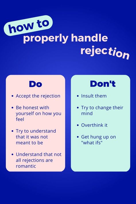 We’re not going to try to sugar coat it, rejection sucks. But, it’s a big part of dating and being able to properly handle rejection is an even bigger (and more important) part of it. We know that you’re a catch, but that doesn’t mean that everyone feels the same way (and thats okay!). Here are some do’s and don’ts to help you handle rejection like a pro whether that rejection is in a relationship or in any other aspect of your life! Marriage Counseling, In A Relationship, Dating Tips, A Relationship, How To Better Yourself, Like A Pro, Counseling, Book Quotes, Meant To Be