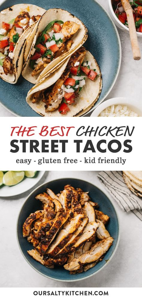 Chicken Street Tacos, Tacos Chicken, Street Taco Recipe, Taco Tuesday Recipes, Tacos Recipes, Delicious Tacos, Homemade Seasoning, Chicken Taco Recipes, Tender Meat