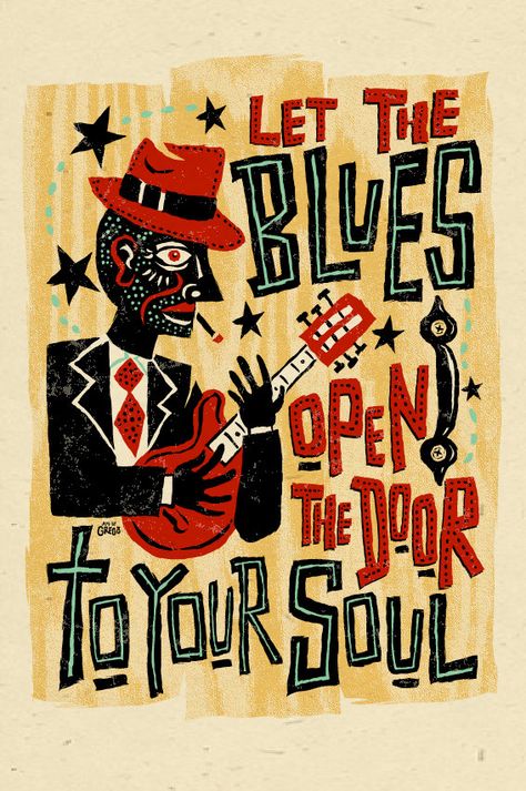 Speakin' the Blues: Awesome Blues Art! Arte Jazz, Art Musical, Foto Transfer, Jazz Poster, Blues Festival, Blues Artists, Art Ancien, Hiasan Bilik, Blue Poster