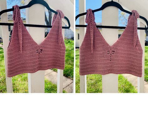 Crochet Halter Top/Summer Dress: The Dragonfly Top - KnitcroAddict Diy Crochet Top Pattern, Trendy Crochet Tops, Crochet Halter Top Pattern, Halter Top Pattern, Crochet Summer Dresses, Crochet Halter Top, Tank Top Pattern, Crochet Crop Top Pattern, Crochet Tops Free Patterns