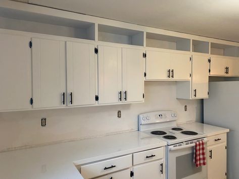 Above Cabinet Storage! | Abbbclarkhomeee Above Cabinet Storage, Diy Kitchen Cabinets Makeover, Clean Kitchen Cabinets, Above Cabinets, Kitchen Improvements, Above Kitchen Cabinets, Diy Kitchen Renovation, Farmhouse Remodel, Ceiling Treatments