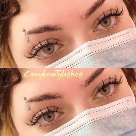 Anime Hybrid Lashes, Eyelash Extensions Anime Style, Canny Beauty Lashes, Anime Style Eyelash Extensions, Bambi Eyelash Extensions, Fairy Eyelash Extensions, Fairy Lash Extensions, Wispy Spike Lash Extensions, Manhwa Lash Extensions