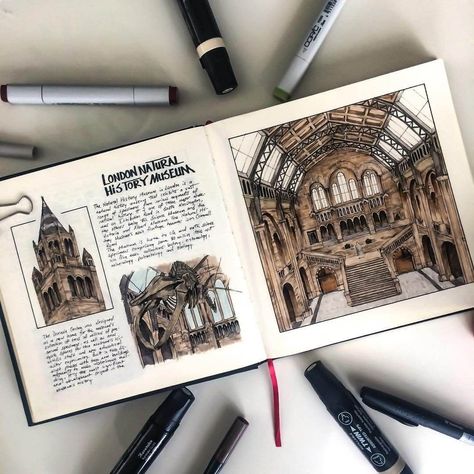 Architectural Sketchbook, Architecture Journal, Sketchbook Layout, Istoria Artei, Gcse Art Sketchbook, Building Sketch, Travel Sketchbook, Architecture Sketchbook, Sketching Drawing