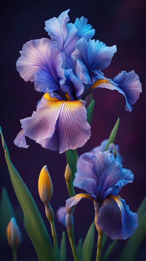 masterpiece of Most Beautiful iris flower - AI creation Iris Core, Iris Wallpaper, Purple Iris Flowers, Floral Reference, Angel Guidance, Flower Water, Dream By Wombo, Iris Flower, Purple Iris