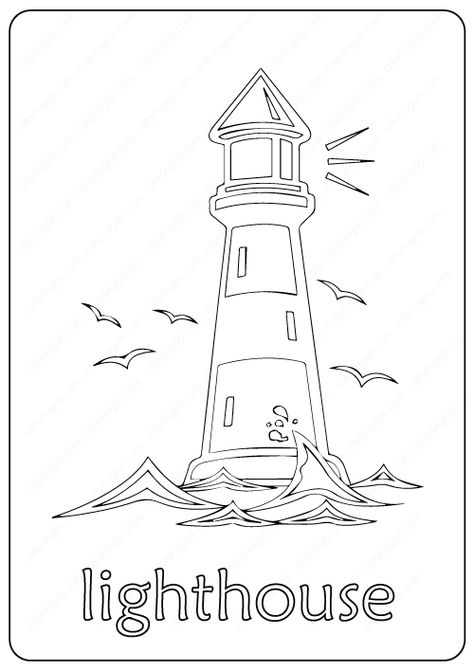 Printable Lighthouse Coloring Pages PDF Lighthouse Clipart Free Printable, Lighthouse Coloring Pages Free Printable, Lighthouse Coloring Pages, Lighthouse Coloring, Lighthouse Clipart, Lighthouse Inspiration, Lighthouse Drawing, Beachy Crafts, Denim Quilts