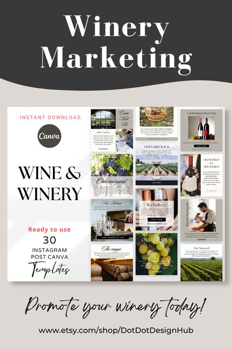 Wine & Winery Instagram Post Canva templates with Real Text are ideal for winery, family owned winery, wine shop, winery tours, vineyard tours, winery tasting and wine industry in general. With a variety of professionally-designed instagram templates to choose from, you can showcase your brand and create eye-catching posts that stand out in your followers' feeds. Winery Instagram, Wine Marketing, Wine Industry, Vineyard Tour, Free Logo Mockup, Winery Tours, Wine Shop, Inspo Instagram, Logo Mockup