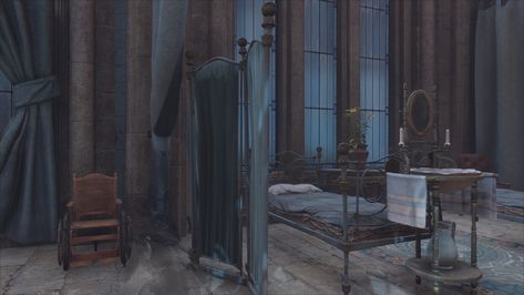 Screeshot; Hogwarts Legacy, Hospital Wing : Infirmary Hogwarts Hospital Wing Aesthetic, Hogwarts Infirmary, Hospital Wing Hogwarts, Infirmary Room, Infirmary Aesthetic, Hogwarts Legacy Visuals, Hogwarts Legacy Aesthetic, Nursing Room, Hospital Room